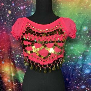 Pink and Gold Sequin Crop Top Halloween